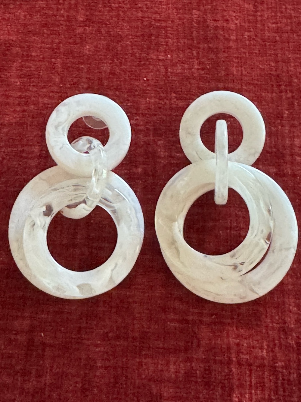 Clear Lucite Double Hoop Drop Earrings